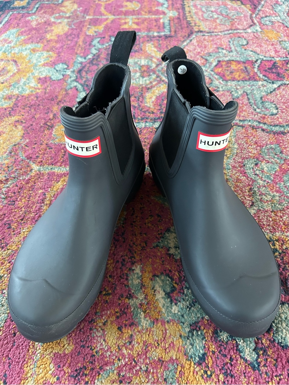 NWOT Hunter | Women’s Black Chelsea Ankle Length Rain Boot Pull Tab Size 9 - Picture 9 of 16